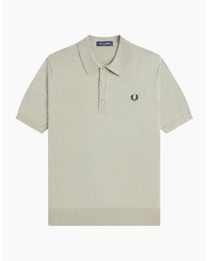 Fred Perry Cotton Knitted Polo Shirt - White