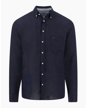 Fynch-Hatton Fynch-Hatton Long Sleeved Linen Shirt - Blue