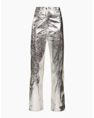 Amy Lynn Lupe Metallic Patterned Straight Trousers - White