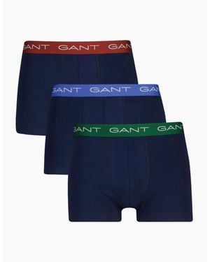 GANT 3-Pack Contrast Waistband Boxer Trunks, W/ /Burgundy - Blue