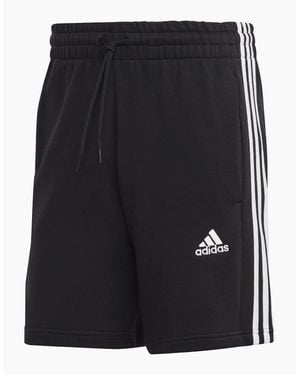 adidas 3 Stripe Fleece Shorts - Black
