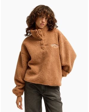 Billabong Run The Road Button-Up Half Zip Fleece - Brown