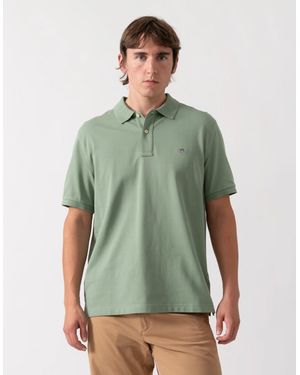 GANT Regular Fit Short Sleeve Shield Logo Pique Polo - Green