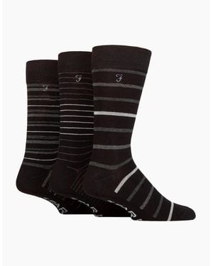 Farah Luxury Bamboo Stripe Socks Size 6-11Uk - White