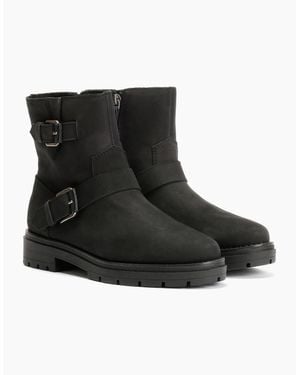 TOMS Ionie Moto Nubuck Leather Boots - Black