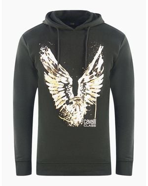 Roberto Cavalli Cavalli Class Golden Eagle Logo Hoodie - Grey