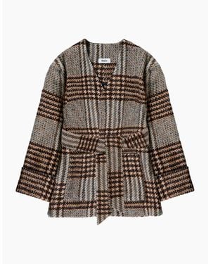 Ro&zo Petite Heritage Check Belted Jacket - Brown