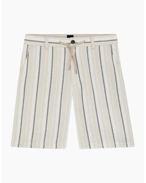 BOSS Boss Chino St 2 Striped Linen Shorts - White