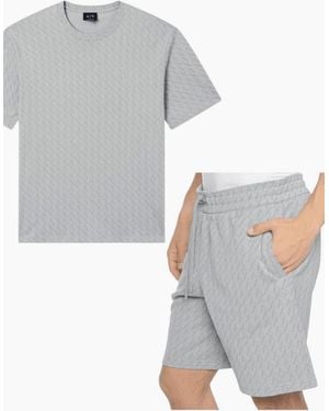 ARMANI EXCHANGE Monogram All Over Short Set - White