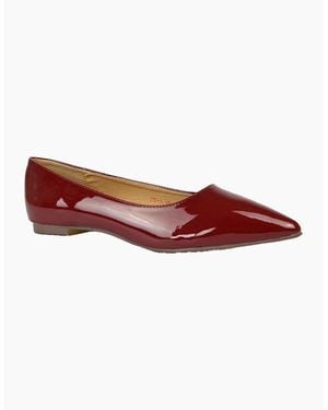 XY London Ladies Cordelia Patent Pointed Ballerina Flats - Red