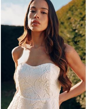 Ro&zo Lace Bustier Top - White