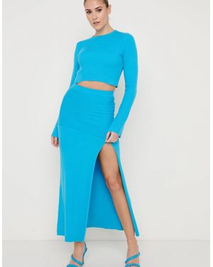 Pretty Lavish Sofia Asymmetric Knit Skirt - Blue