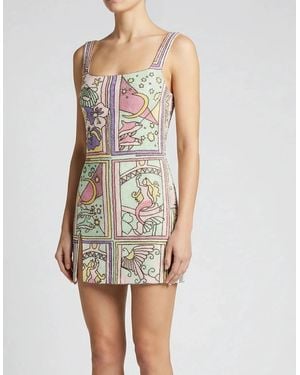 Oceanus Talia Hand Beaded Multi-Coloured Crystal Party Dress - White