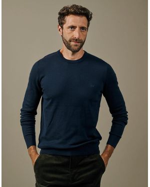 aubi Raven Cotton Crew Neck Jumper - Blue