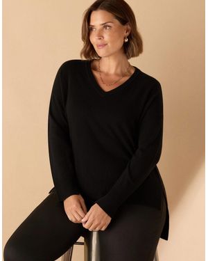 Live Unlimited London V Neck Knit Jumper - Black