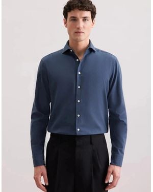 Seidensticker Regular Fit Spread Kent Pepita Flannel Shirt Dark - Blue