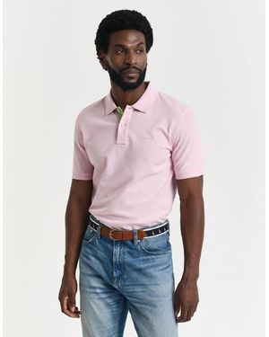 GANT Regular Fit Contrast Piqué Polo Shirt - Red