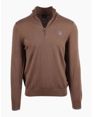 Paul Smith Zip Neck Sweatshirt - Brown