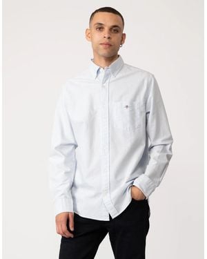GANT Regular Fit Long Sleeve Oxford Banker Stripe Shirt - White