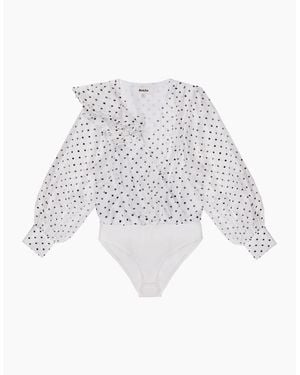 Ro&zo Mini Spot Frill Detail Bodysuit - White