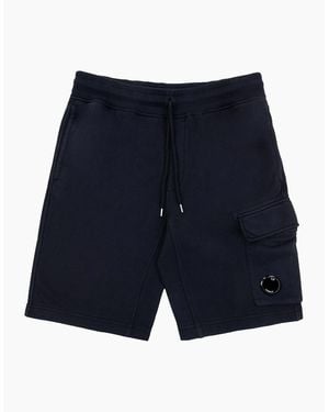 C.P. Company Cotton Diagonal Fleece Cargo Shorts 888 - Blue