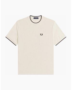 Fred Perry Pocket Detail Piqué T-Shirt Ecru - Natural