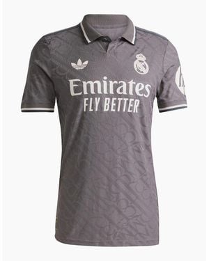 adidas Three Bar Logo Collared Neck Short Sleeve Jersey Shirt - Grey