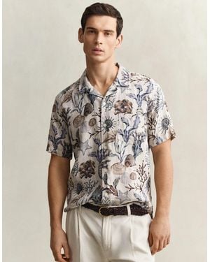 GANT Regular Fit Aop Camp Collar Shirt - Brown