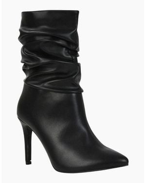 XY London Ladies Velma Ruched Pointed High Stiletto Heel Mid Boots - Black