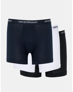 Emporio Armani 3-Pack Boxers With Logo Waistband - Blue