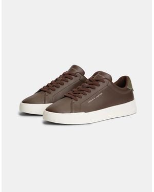 Tommy Hilfiger Court Leather Detail Trainer - Brown