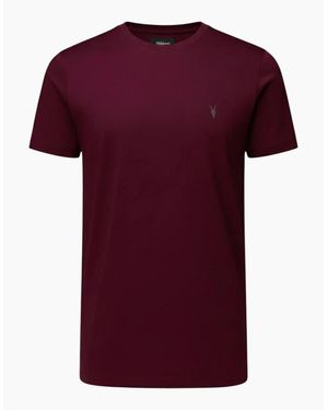 AllSaints T Shirts Lycra Stretch Cotton Crew Neck Short Sleeve Summer Tee - Red