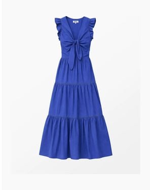 Ro&zo Petite Cobalt Tie Front Poplin Dress - Blue