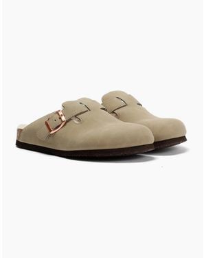 Original Penguin Penguin Poppy Fur Suede Sand Mules - Natural