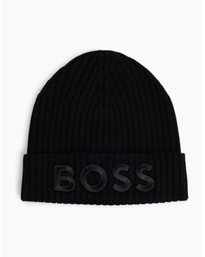 BOSS Logo Embossed Lara Beanie - Black