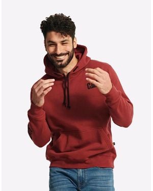 Caterpillar Trademark Banner Hoodie Sweatshirt Brick - Red