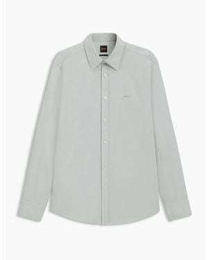 BOSS Collared Neck Shirt Collar Long Sleeve Regular Fit Shirt - White
