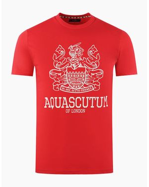 Aquascutum Large Bold London Aldis Brand Logo T-Shirt - Red