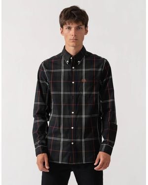 Fred Perry Poplin Tartan Shirt - Black