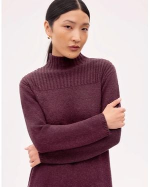 Ro&zo Petite Burgundy Rib Knit High Neck Dress - Purple