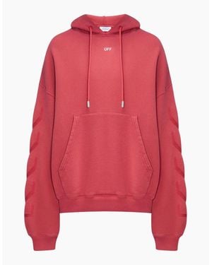 Off-White c/o Virgil Abloh Off St Matthew Design Skate Fit Washed Hoodie - Red