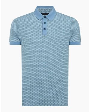 Remus Uomo Patterned Jaquard Polo 23 - Blue
