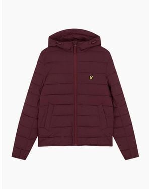 Lyle & Scott Lyle & Scott Branded Burgundy Hooded Puffer Jacket - Purple