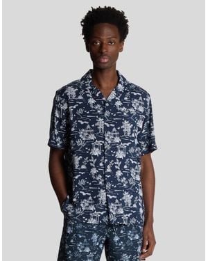 Lyle & Scott Botanical Garden Print Resort Shirt - Blue