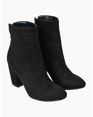 XY London Ladies Evia Zip Block Heel Ankle Boots - Black