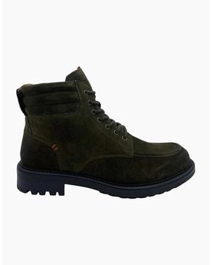 Osprey London The Pentney Waxed Suede Khaki Boots - Black