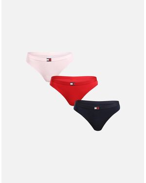 Tommy Hilfiger 3-Pack Heritage Badge Thongs - Red