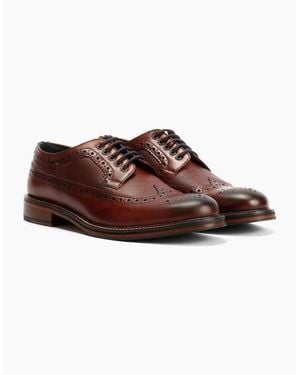 Ben Sherman Archie Brogue Leather Burgundy Lace-Up Shoes - Brown