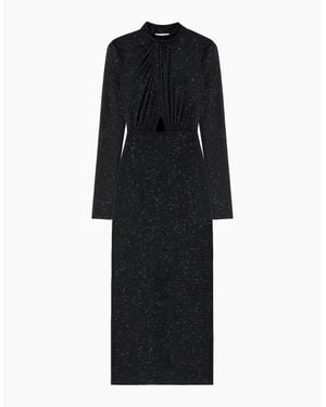 Ro&zo Cleo Flocked Cut Out Detail Dress - Black