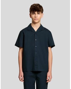 Lyle & Scott Short Sleeve Linen Blend Shirt - Blue